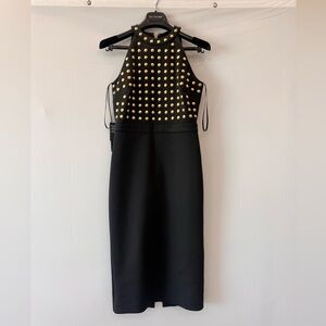 MARCIANO gold studded black midi dress Small